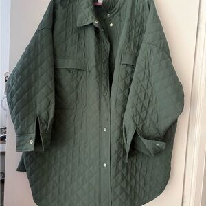 Old Navy Quilted Oversized Jacket Coat in Olive Green